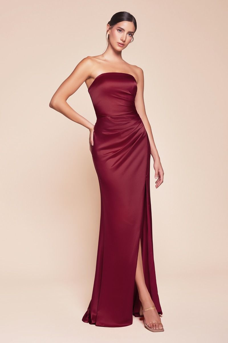 7451 - STRAPLESS SATIN DRESS & SASH