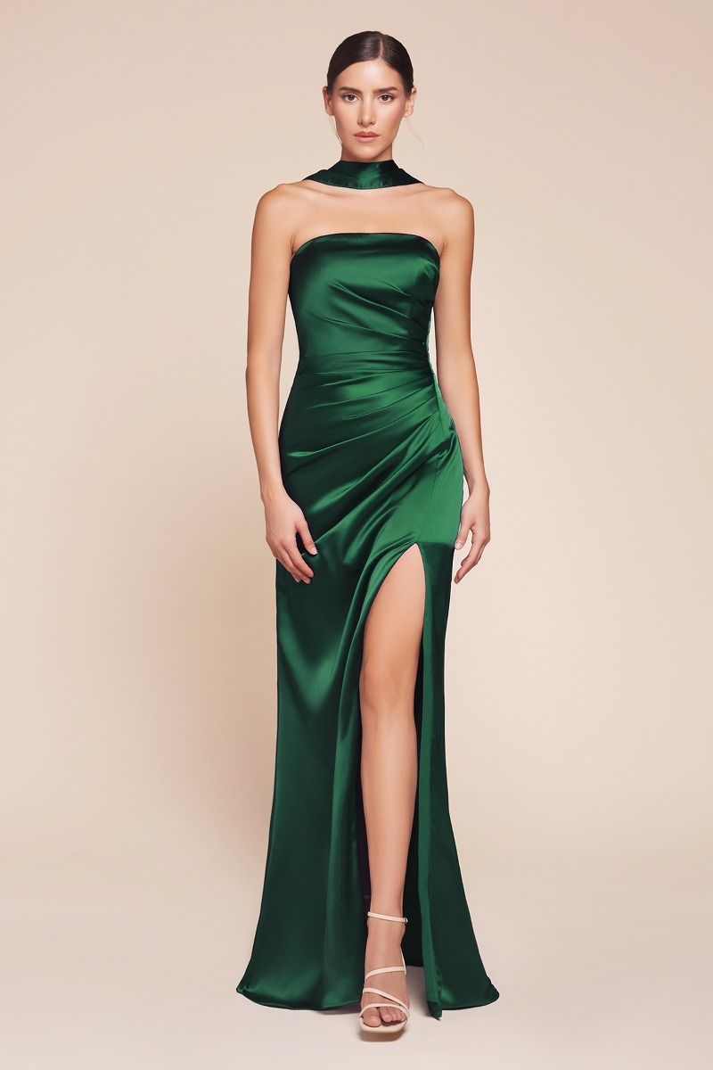 7451 - STRAPLESS SATIN DRESS & SASH