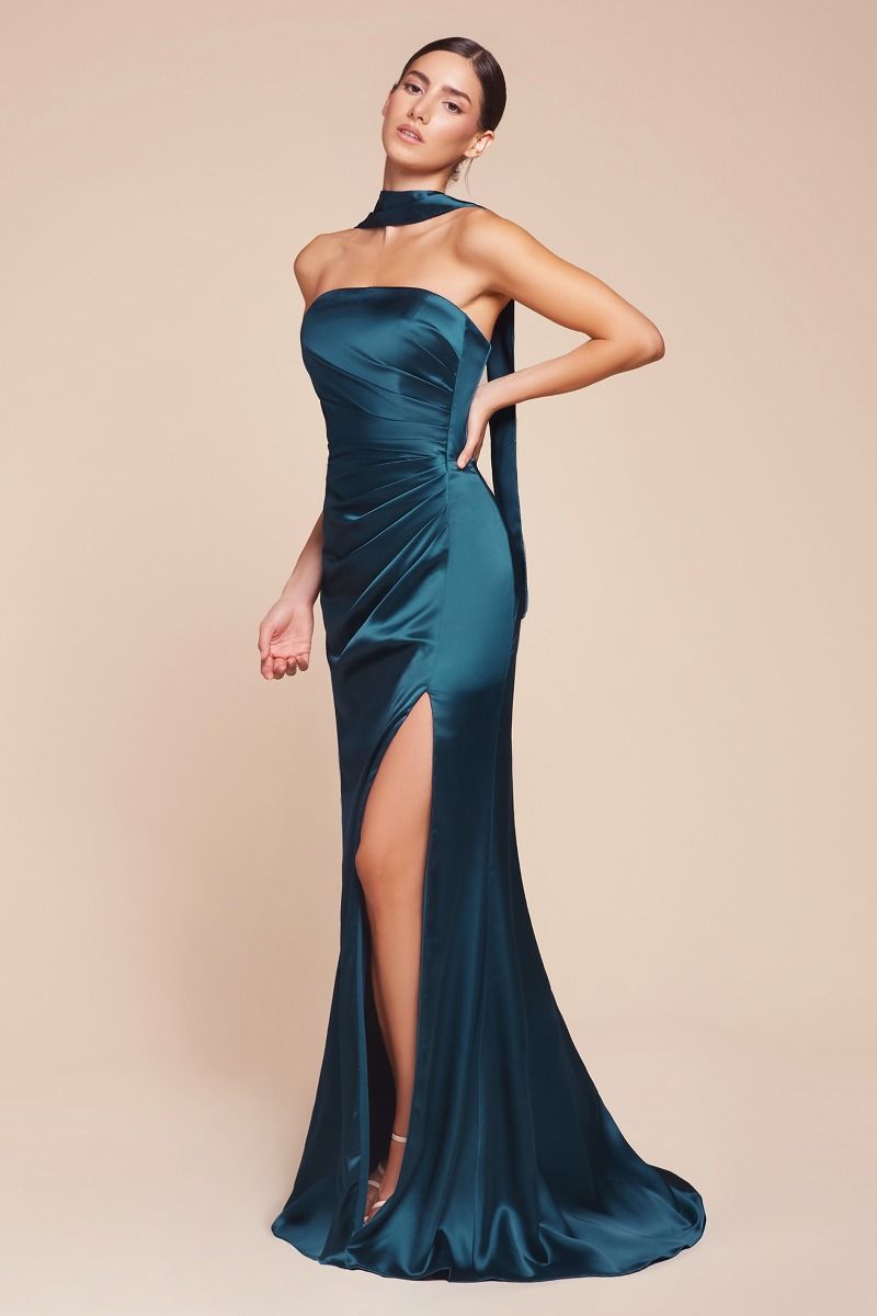 7451 - STRAPLESS SATIN DRESS & SASH