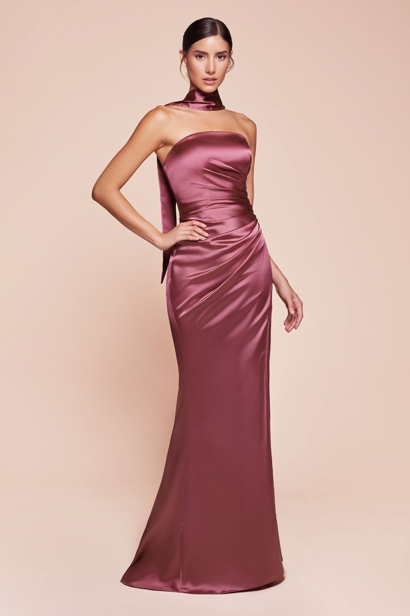 7451 - STRAPLESS SATIN DRESS & SASH