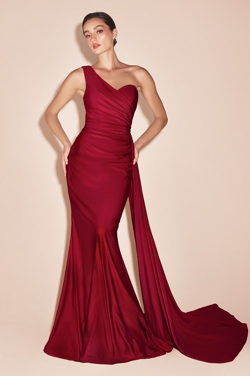 PT004 ONE SHOULDER STRETCH SATIN GOWN