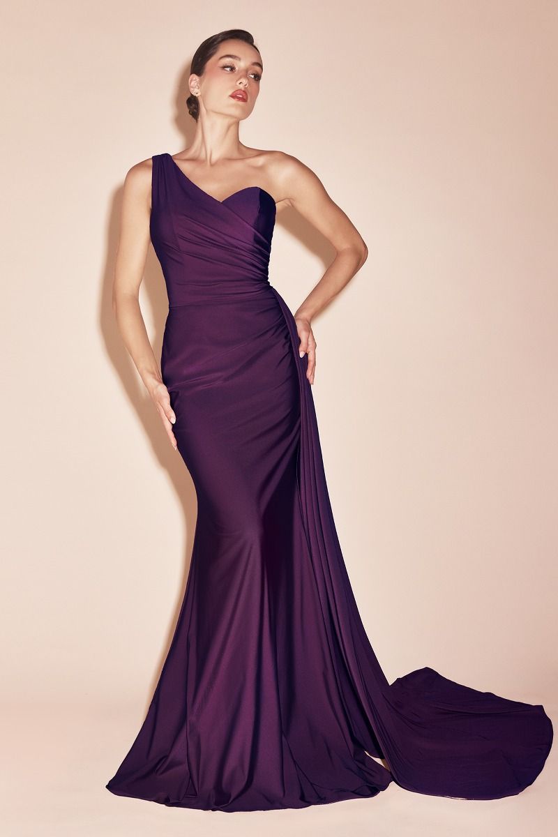 PT004 ONE SHOULDER STRETCH SATIN GOWN
