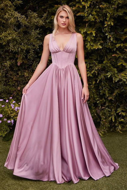 7447 - A-LINE SOFT SATIN DRESS