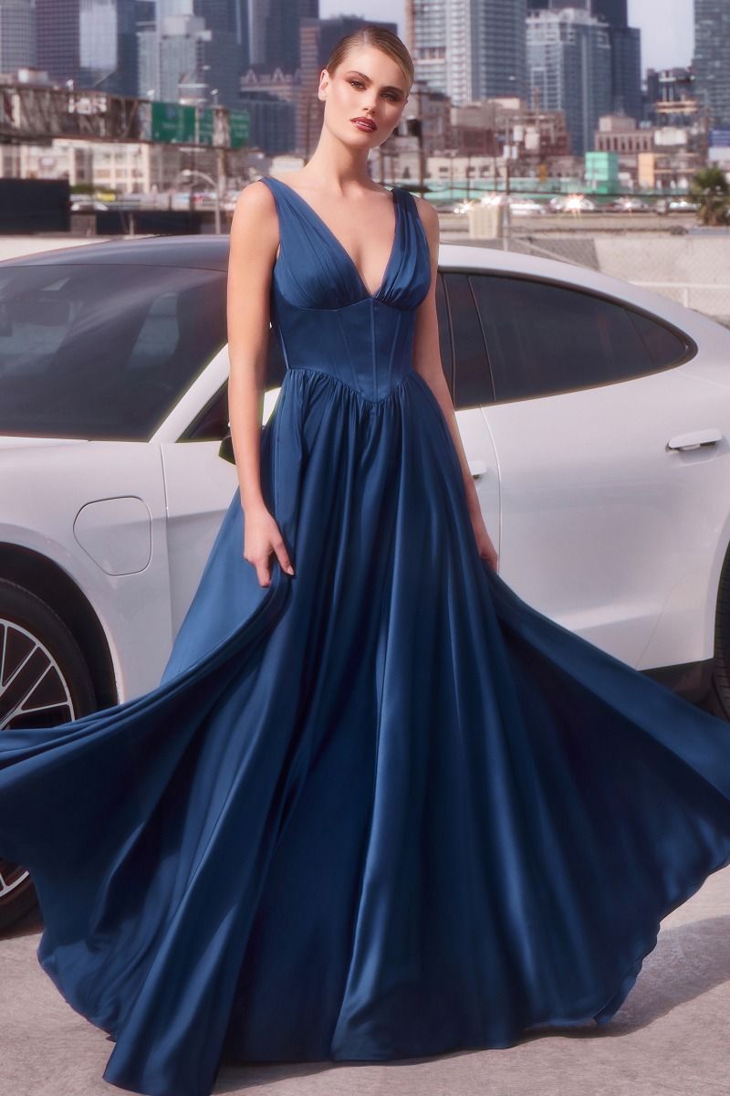 7447 - A-LINE SOFT SATIN DRESS