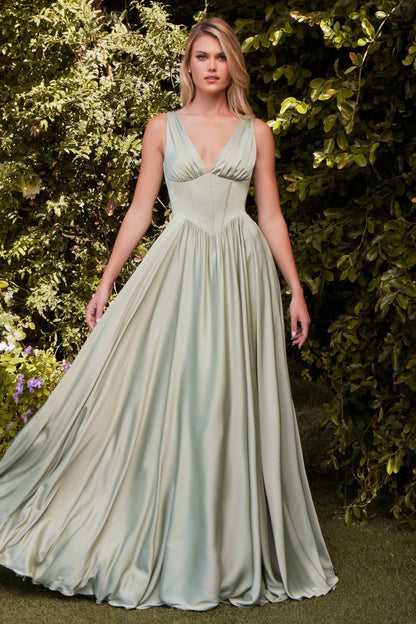 7447 - A-LINE SOFT SATIN DRESS