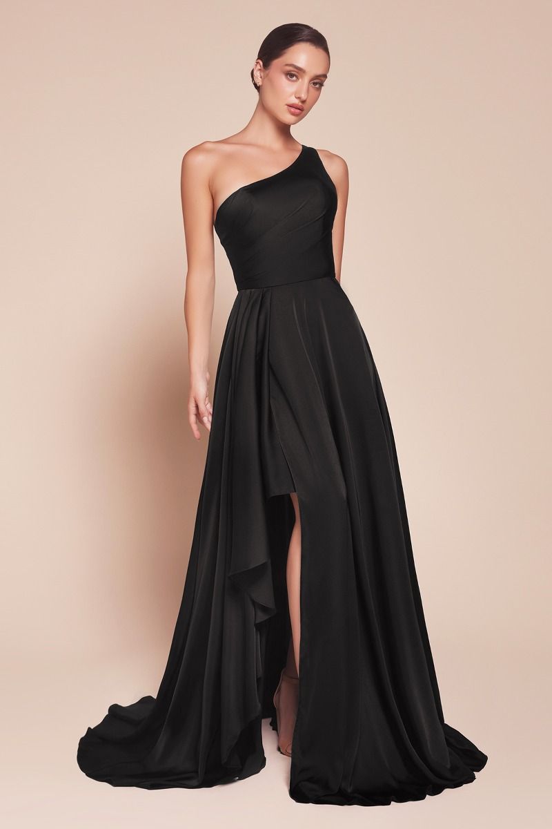 7450 - ONE SHOULDER SATIN A-LINE DRESS