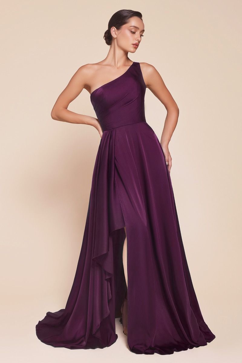 7450 - ONE SHOULDER SATIN A-LINE DRESS