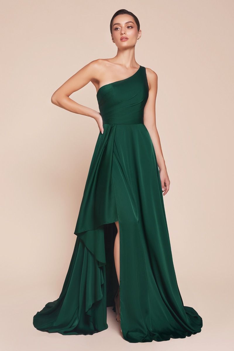 7450 - ONE SHOULDER SATIN A-LINE DRESS
