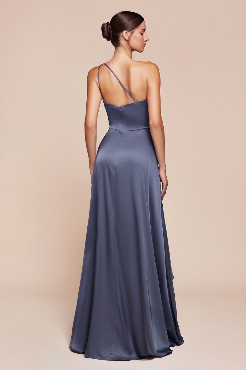 7450 - ONE SHOULDER SATIN A-LINE DRESS
