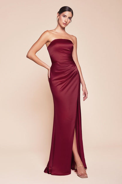 7451 - STRAPLESS SATIN DRESS & SASH