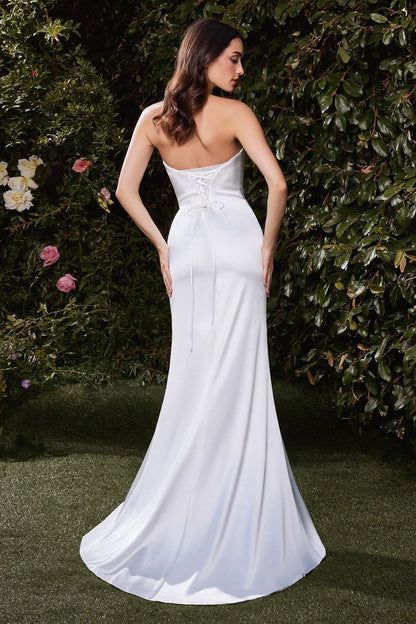 7451W - SATIN STRAPLESS BRIDAL DRESS