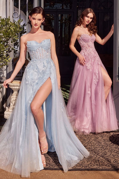 A1378 - STRAPLESS LAYERED TULLE BALL GOWN
