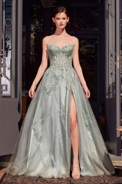 A1378 - STRAPLESS LAYERED TULLE BALL GOWN