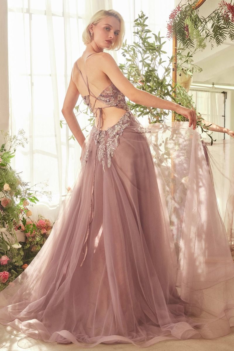 A1419 -  ENGLISH VIOLET A-LINE LAYERED TULLE GOWN OF WHIMSY
