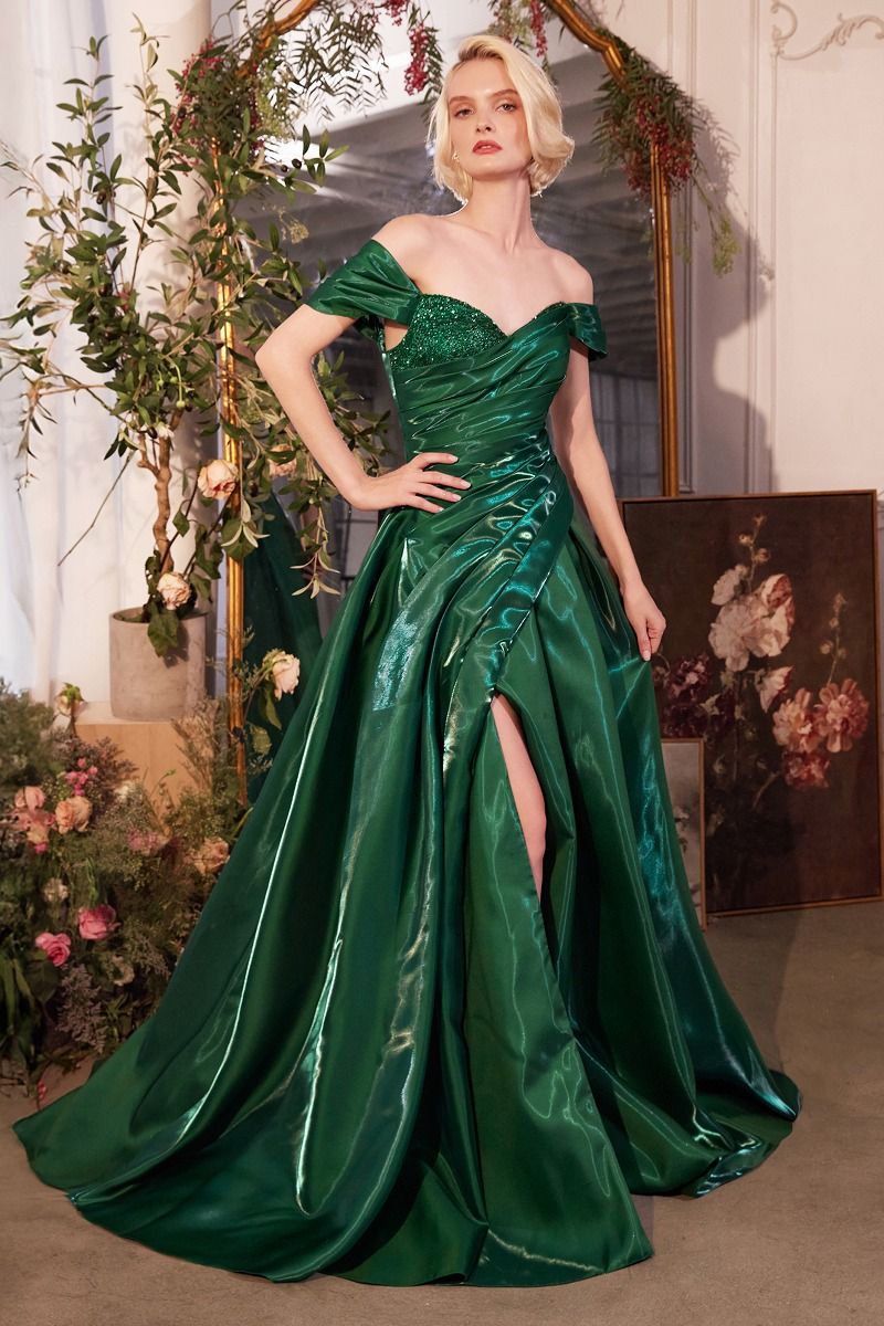 A1424 - OFF THE SHOULDER ORGANZA BALL GOWN