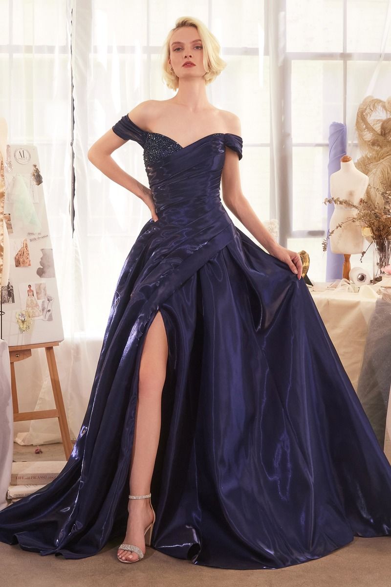 A1424 - OFF THE SHOULDER ORGANZA BALL GOWN