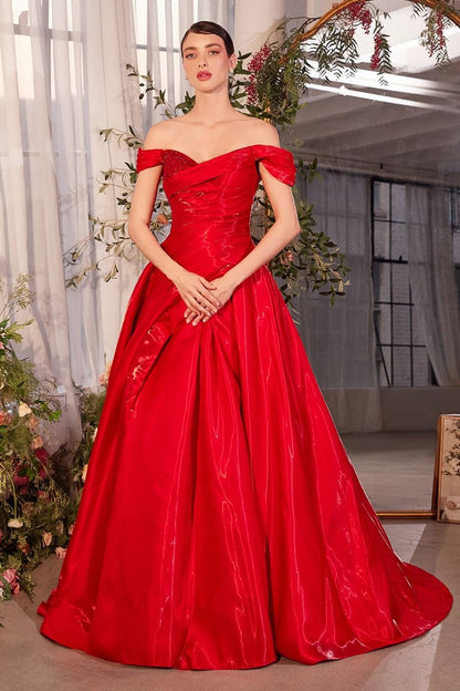 A1424 - OFF THE SHOULDER ORGANZA BALL GOWN